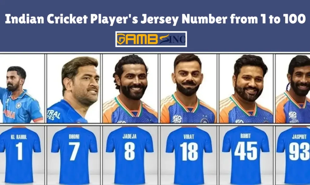 Indian Cricket Player's Jersey Number from 1 to 100